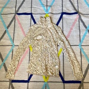 gold lace sheer turtleneck